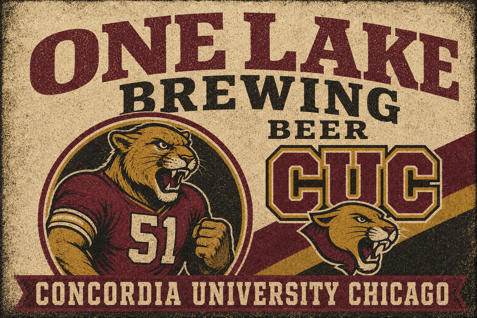 Concordia University Chicago Cougar Vintage-Style Wall Art
