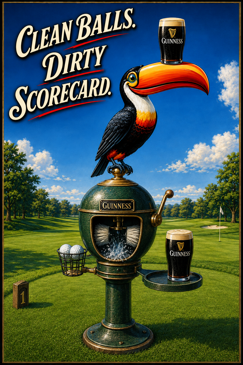 Clean Balls Dirty Scorecard Toucan Golf Wall Art Print
