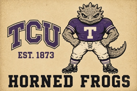 Vintage-Style TCU Horned Frogs Graphic Wall Art