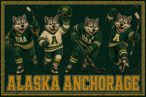 Alaska Anchorage Wolves Hockey Vintage-Style Wall Art