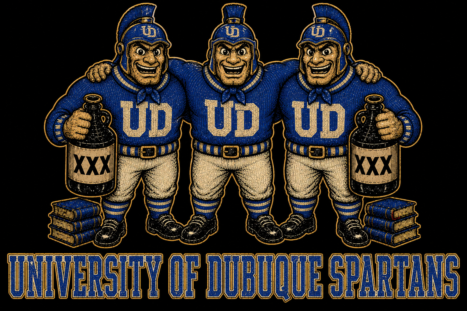 University of Dubuque Spartans Blue and Gold Graphic