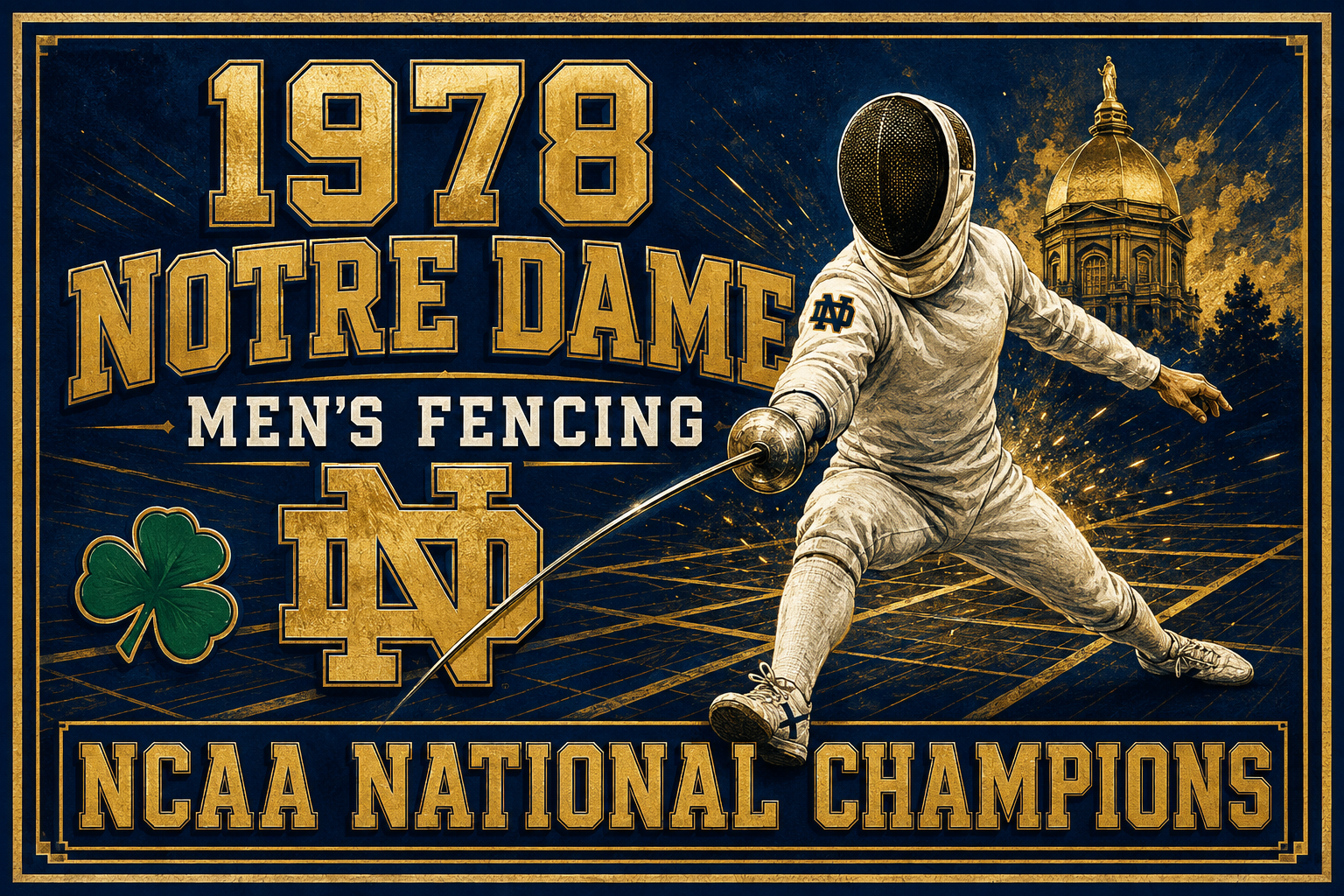 1978 Notre Dame Men’s Fencing Championship Wall Art