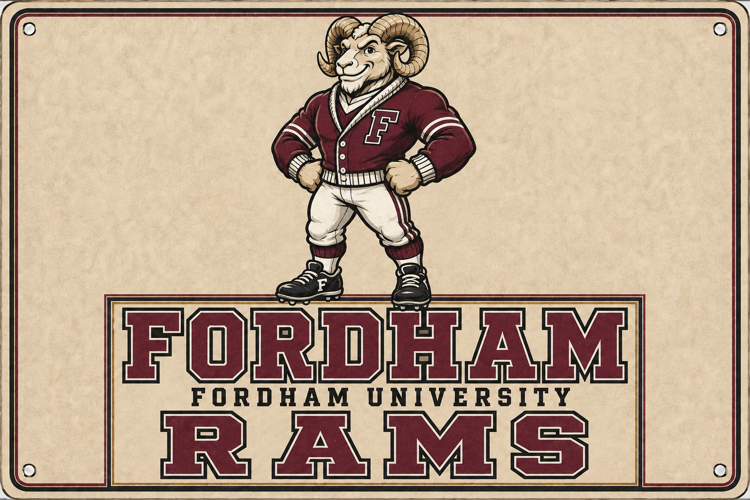 Fordham Rams Ram Mascot Decorative Wall Sign
