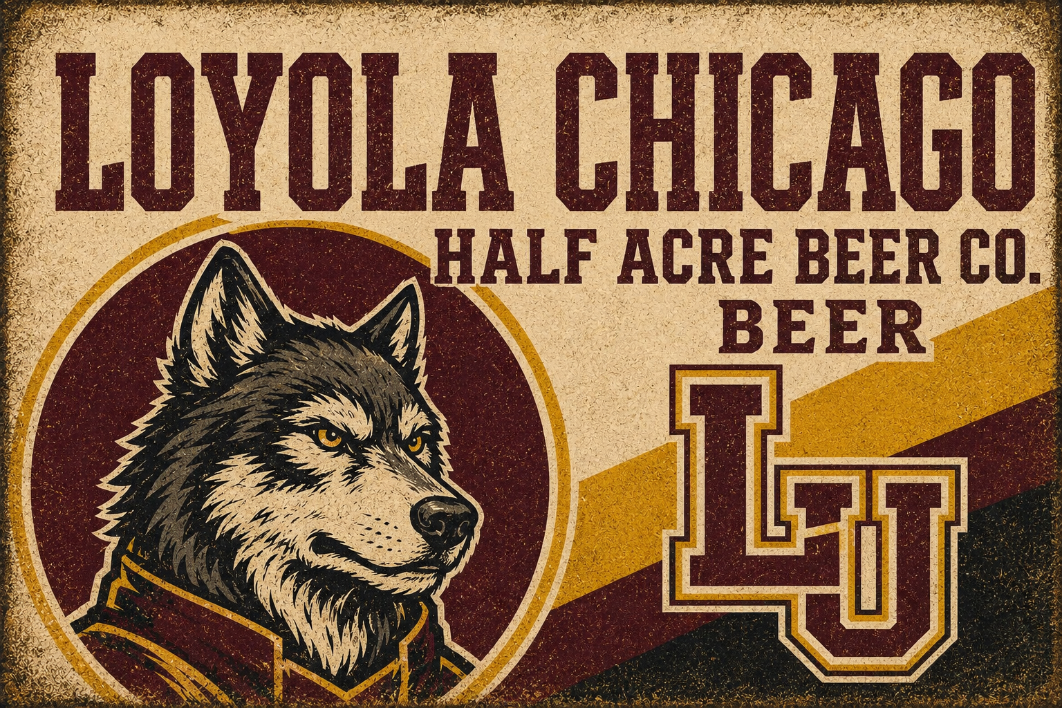 Loyola Chicago Wolf Beer Co. Vintage-Style Wall Art