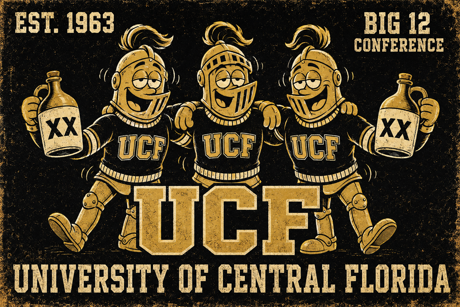 UCF Knights Big 12 Conference Vintage-Style Wall Art
