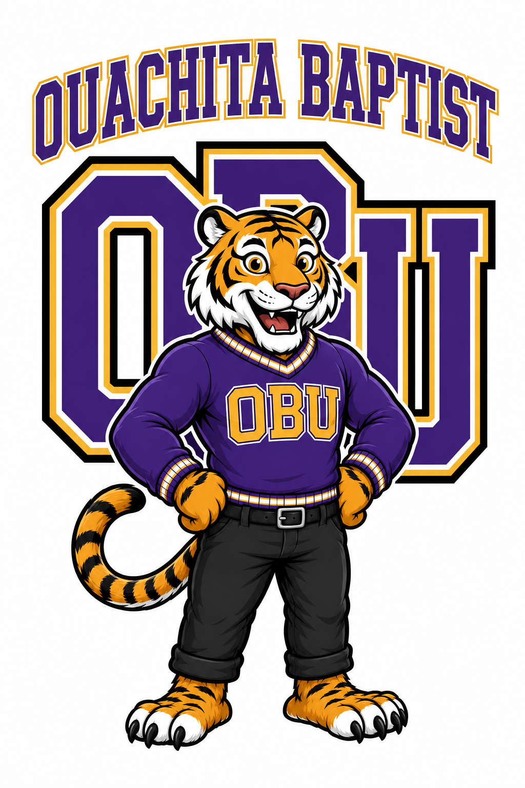 Ouachita Baptist Tiger OBU Purple and Gold Graphic