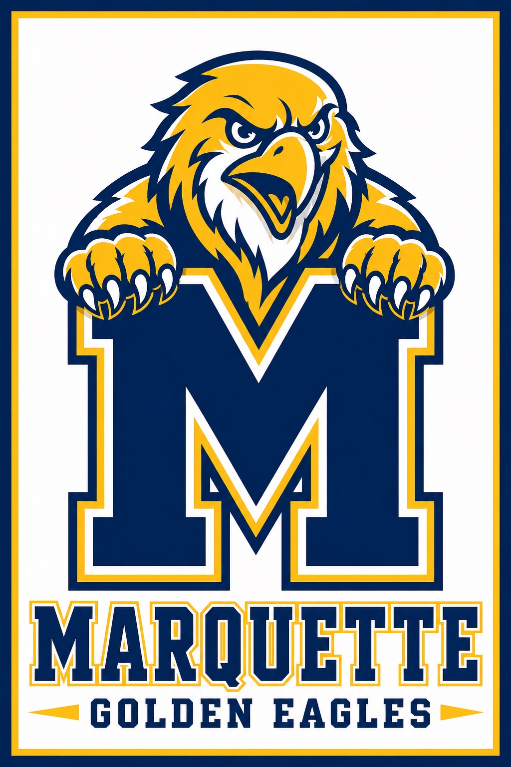 Marquette Golden Eagles Navy Gold Eagle M Wall Art