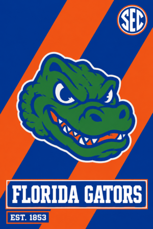 Florida Gators Alligator Orange and Blue Wall Art