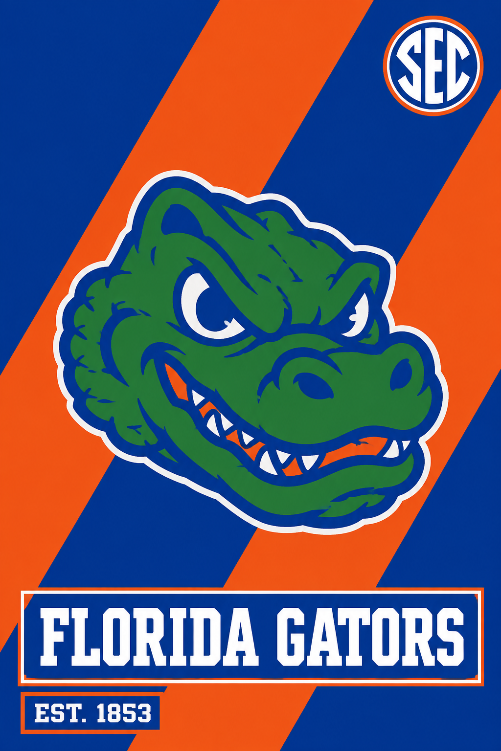 Florida Gators Alligator Orange and Blue Wall Art