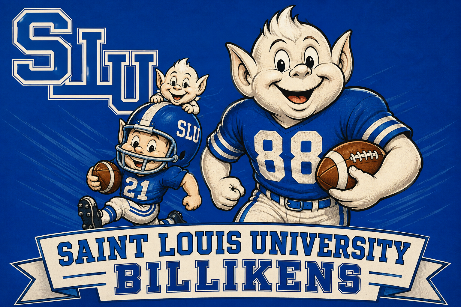 Saint Louis University Billikens Football Cartoon Wall Art