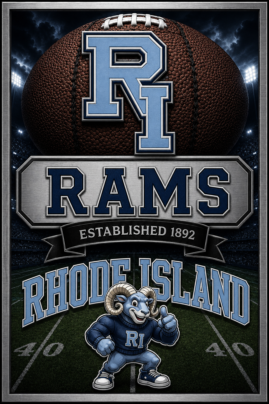 Rhode Island Rams Football Graphic Wall Art