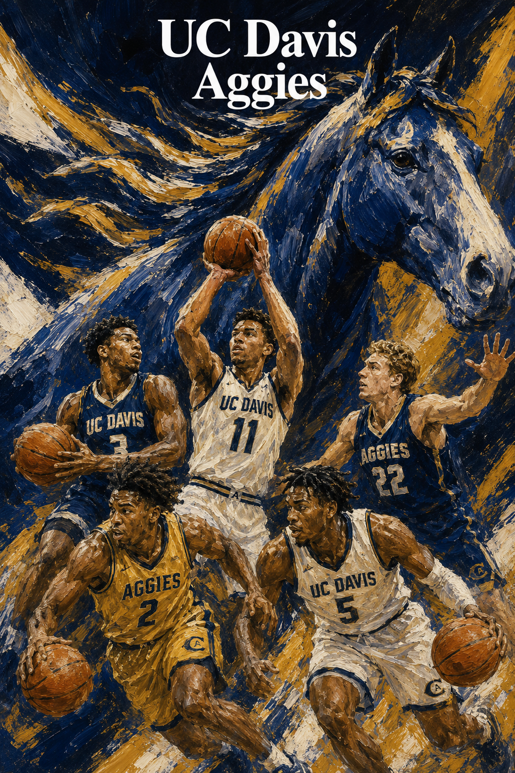 UC Davis Aggies Basketball Horse Artistic Wall Art
