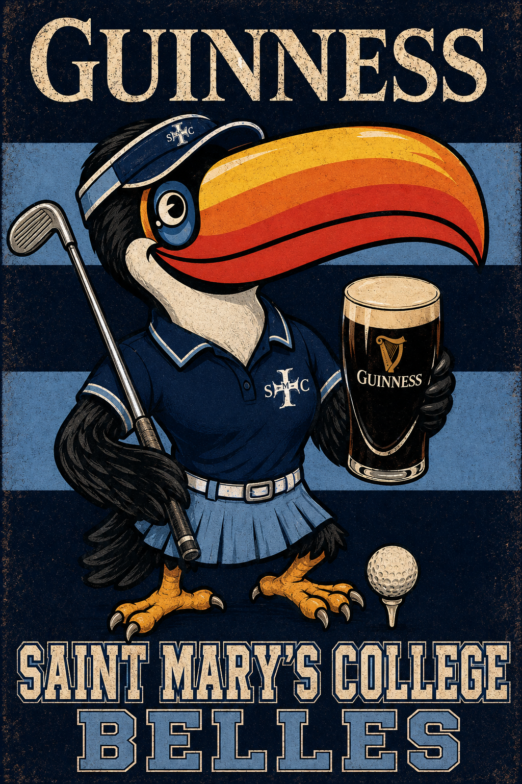 Guinness Saint Mary’s College Belles Toucan Golf Wall Art