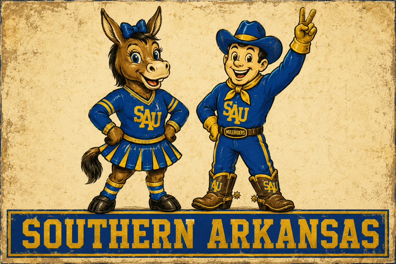 Southern Arkansas Muleriders Vintage-Style Character Wall Art