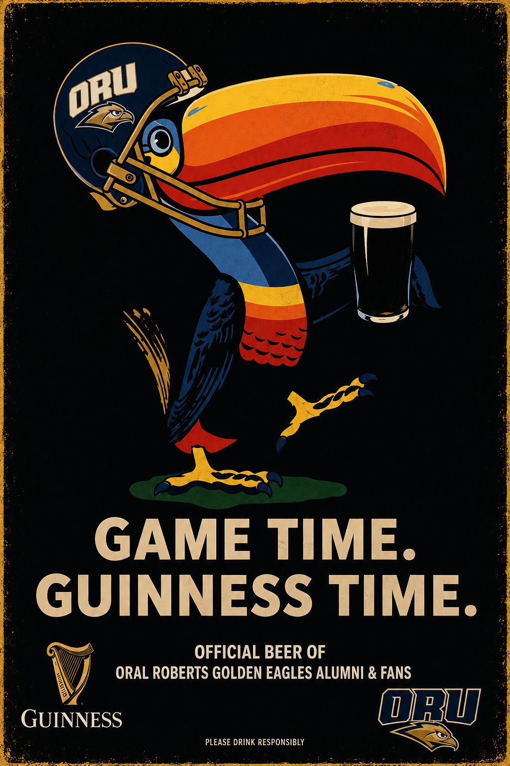 Game Time Guinness ORU Golden Eagles Eagle Poster