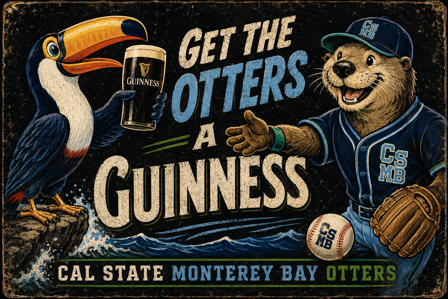 Cal State Monterey Bay Otters Guinness Vintage-Style Wall Sign