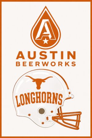 Austin Beerworks Longhorns Helmet Wall Art Print