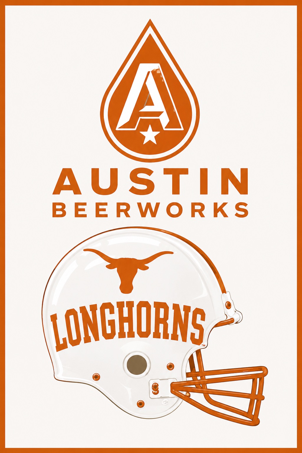 Austin Beerworks Longhorns Helmet Wall Art Print
