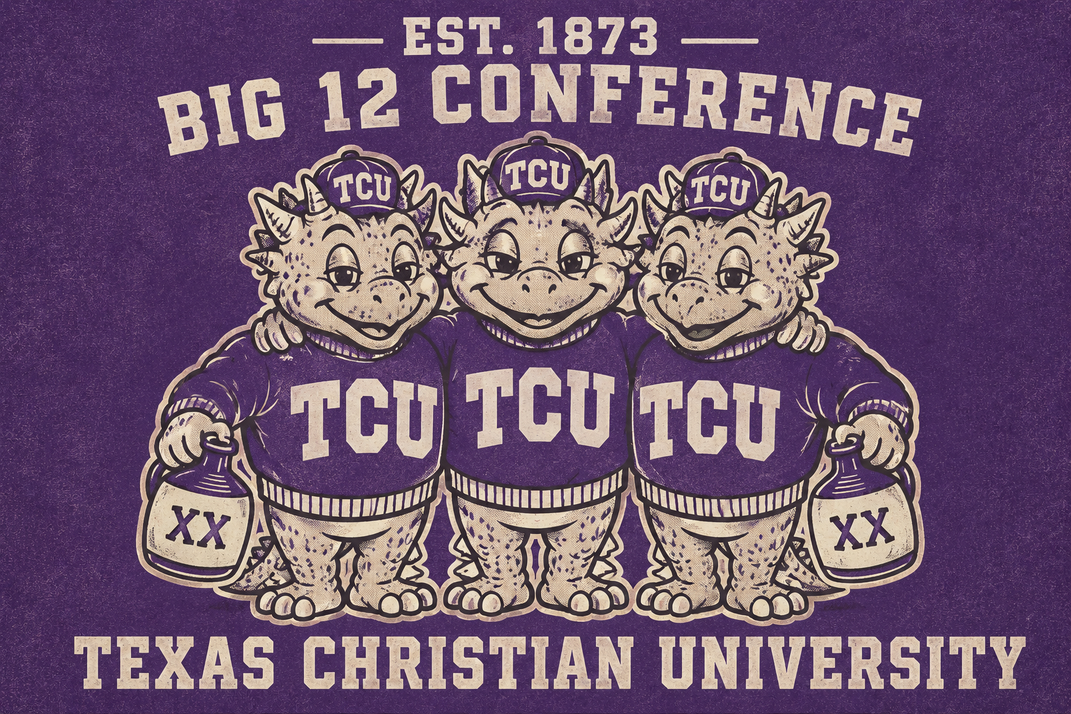 TCU Big 12 Conference Three Mascots Wall Art