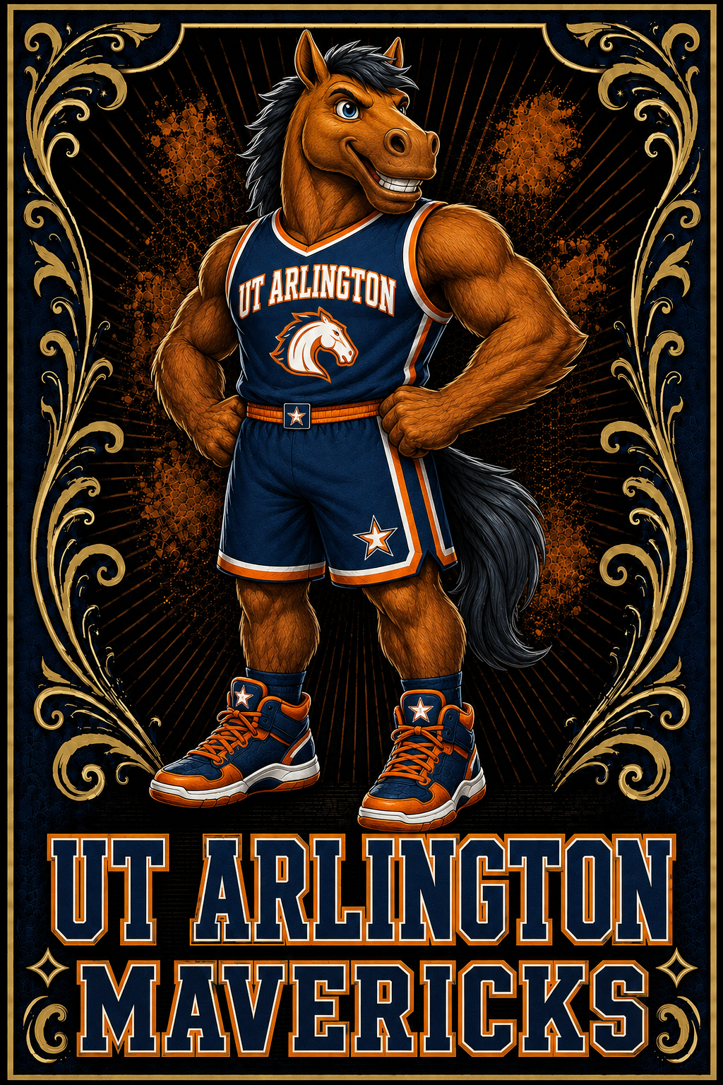 UT Arlington Mavericks Horse Mascot Basketball Wall Art