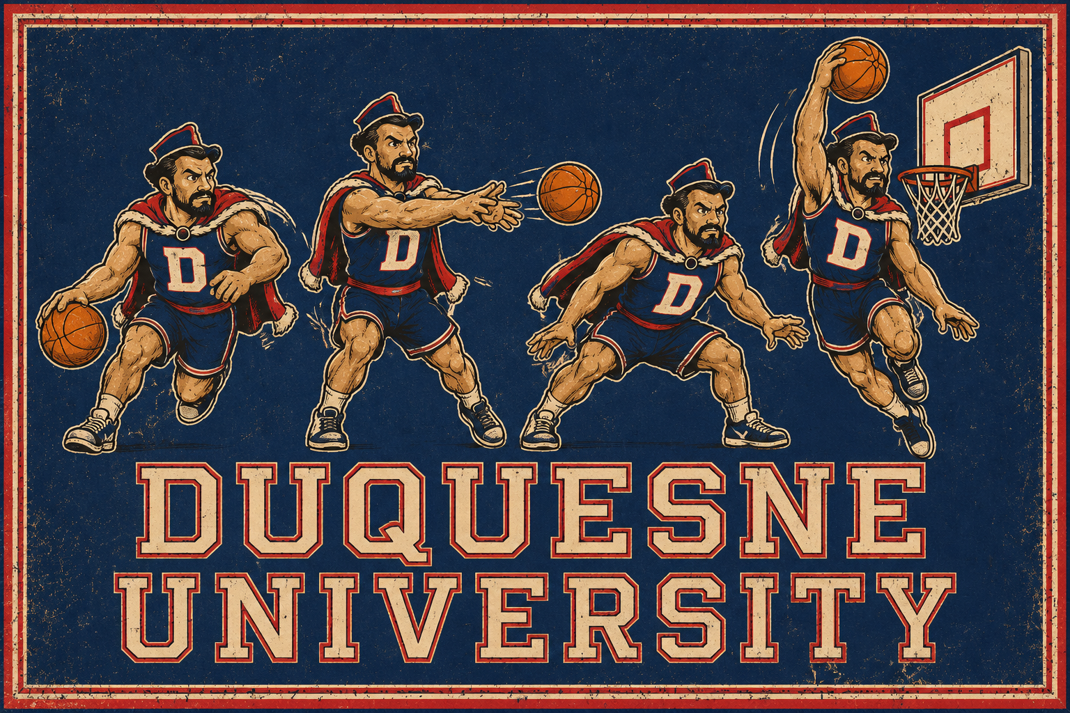 Duquesne University Basketball Vintage-Style Wall Art