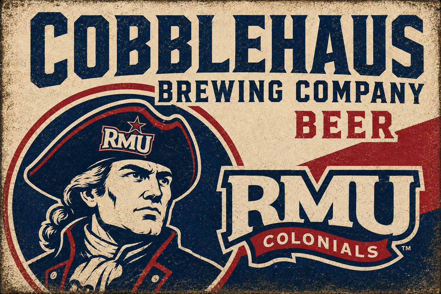 Cobblehaus Brewing Company RMU Colonials Vintage-Style Wall Art