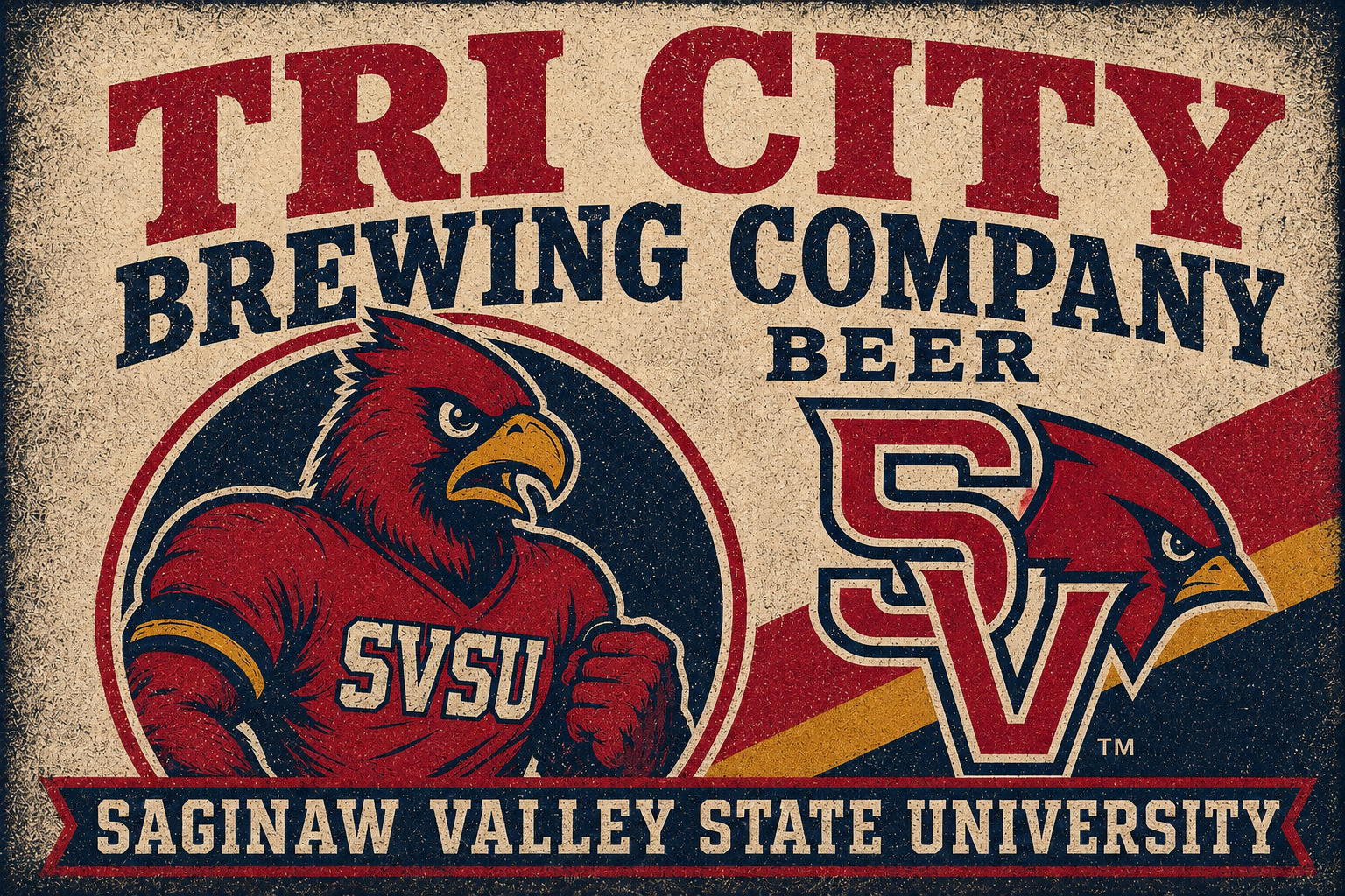SVSU Cardinal Tricky Brewing Company Distressed Wall Art