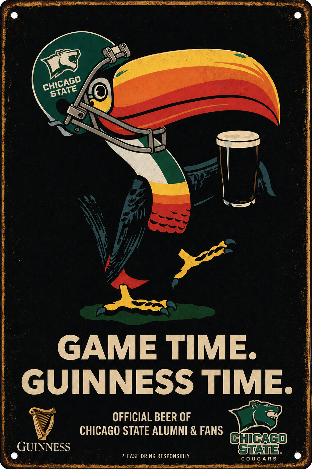 Chicago State Cougars Guinness-Themed Game Time Wall Sign