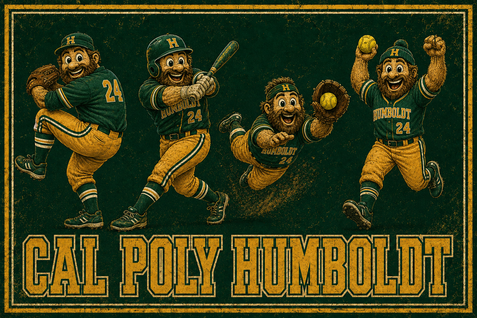 Cal Poly Humboldt Baseball Vintage-Style Wall Art