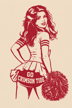Go Crimson Tide Cheerleader Graphic Wall Art Print