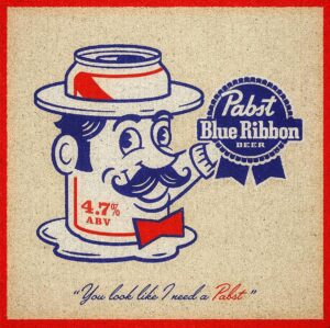 Pabst Blue Ribbon Beer Can Character Print
