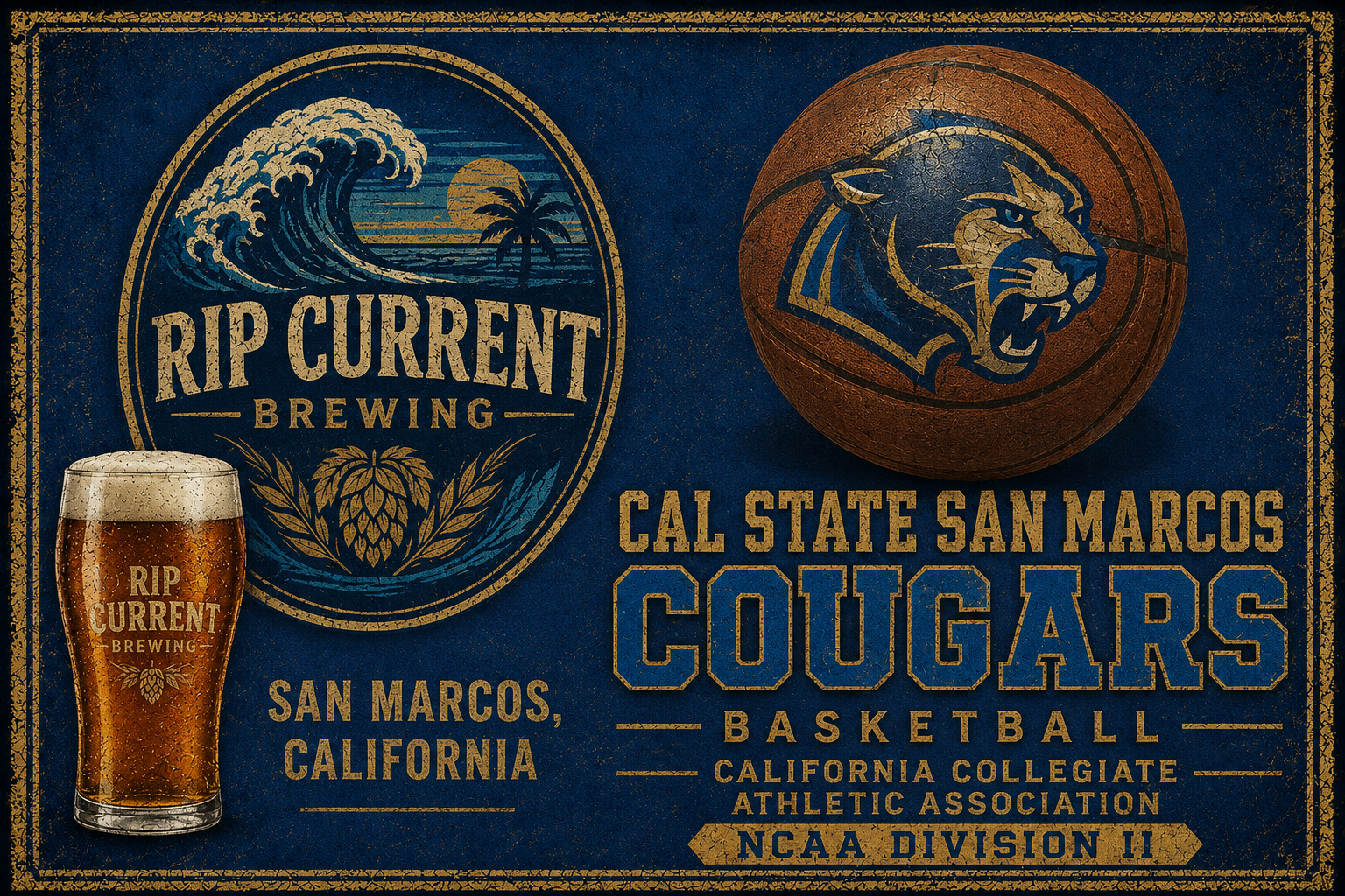 Rip Current Brewing San Marcos Cougars Basketball Wall Art