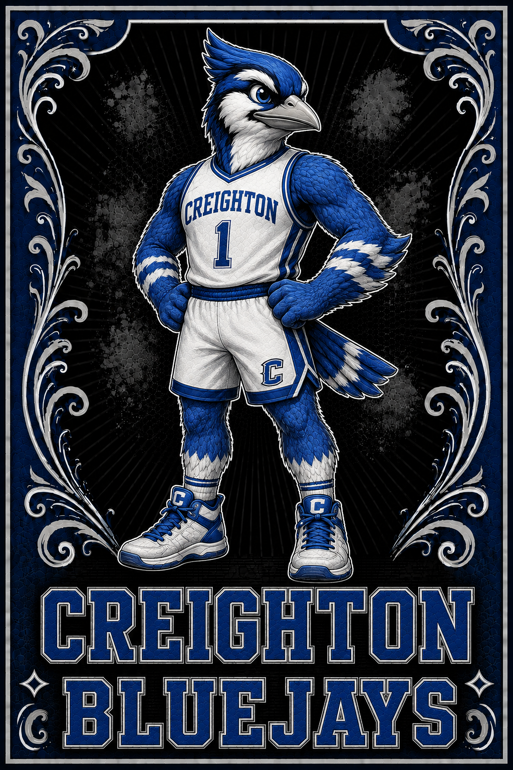 Creighton Bluejays Basketball Mascot Printed Wall Art