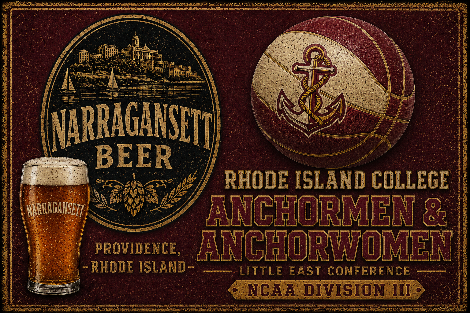 Narragansett Beer Rhode Island College Anchormen Wall Art