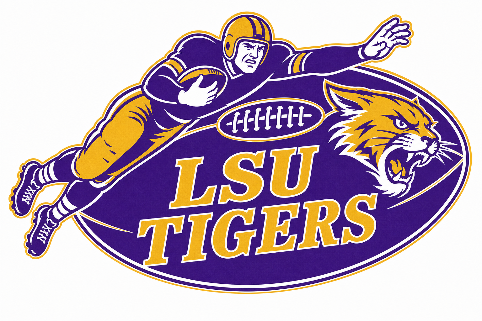 LSU Tigers Football Player and Tiger Graphic Wall Art
