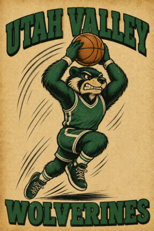Utah Valley Wolverines Basketball Vintage-Style Wall Art