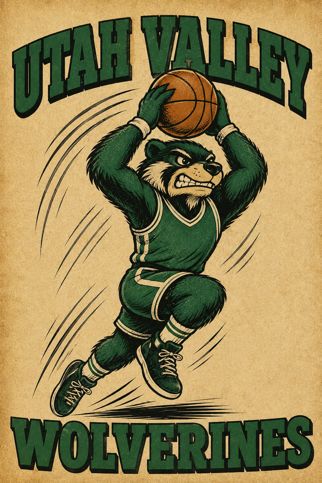 Utah Valley Wolverines Basketball Vintage-Style Wall Art