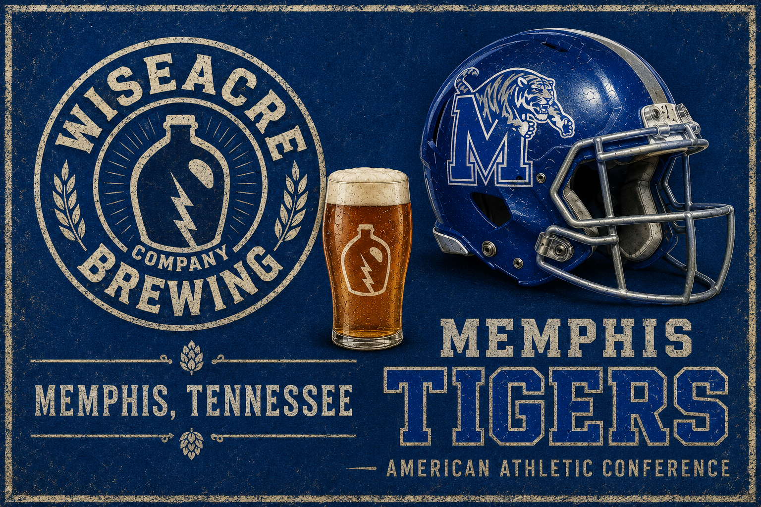 Memphis Tigers Brewing Co. Vintage-Style Wall Art