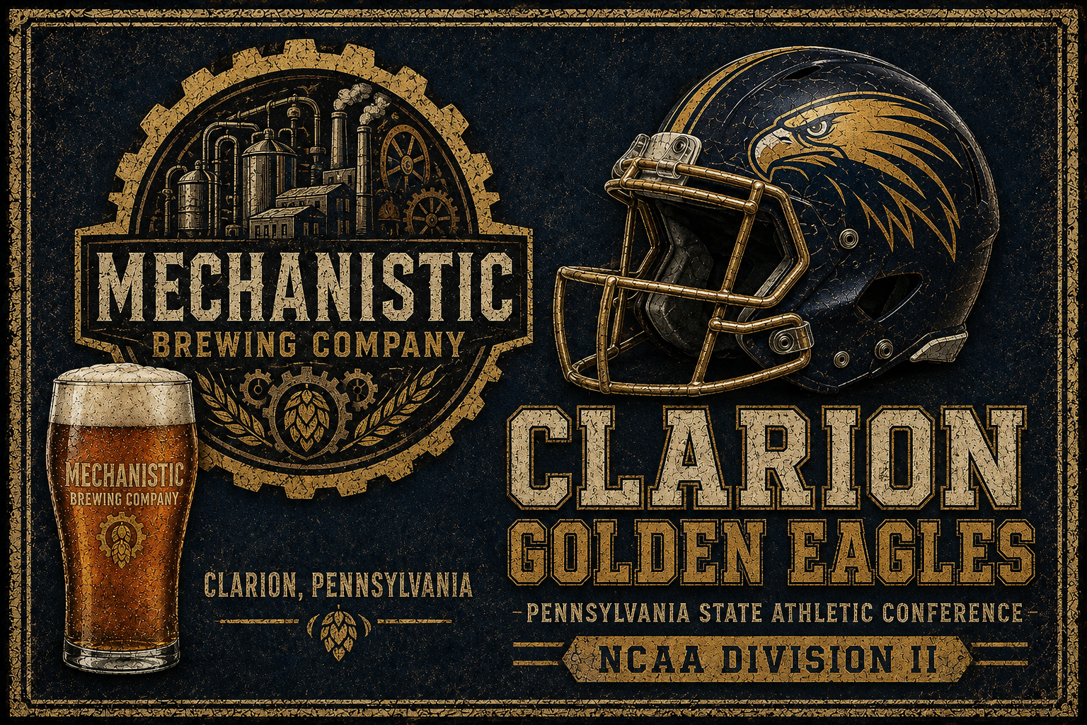 Mechanistic Brewing Clarion Golden Eagles Vintage-Style Wall Art