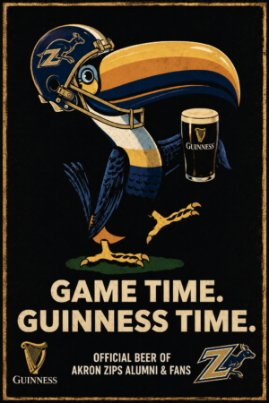Akron Zips Football and Guinness Game Time Wall Art