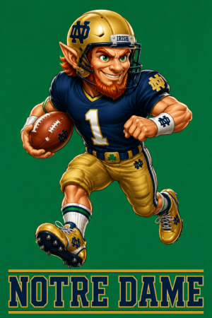 Notre Dame Leprechaun Football Player Wall Art
