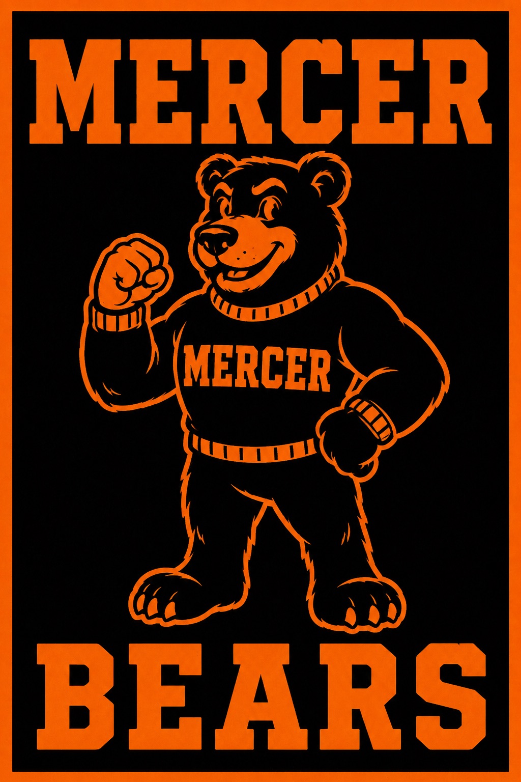 Mercer Bears Bear Mascot Black and Orange Wall Art