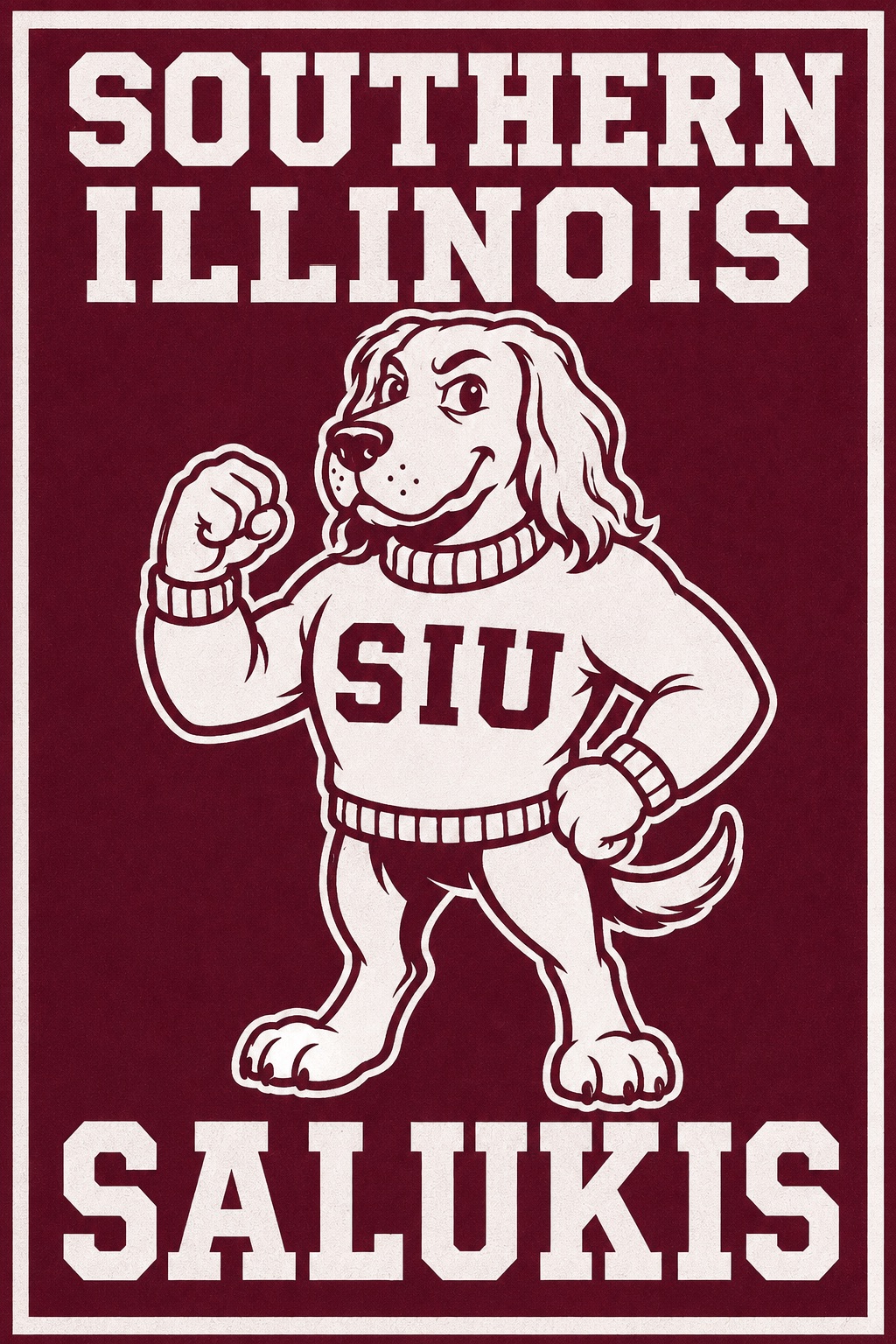 Southern Illinois Salukis Bulldog Graphic Wall Art Print
