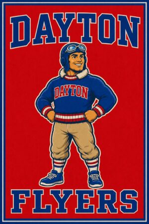 Dayton Flyers Aviator Illustrated Wall Art Poster