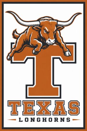 Texas Longhorns Bull and Block T Wall Art