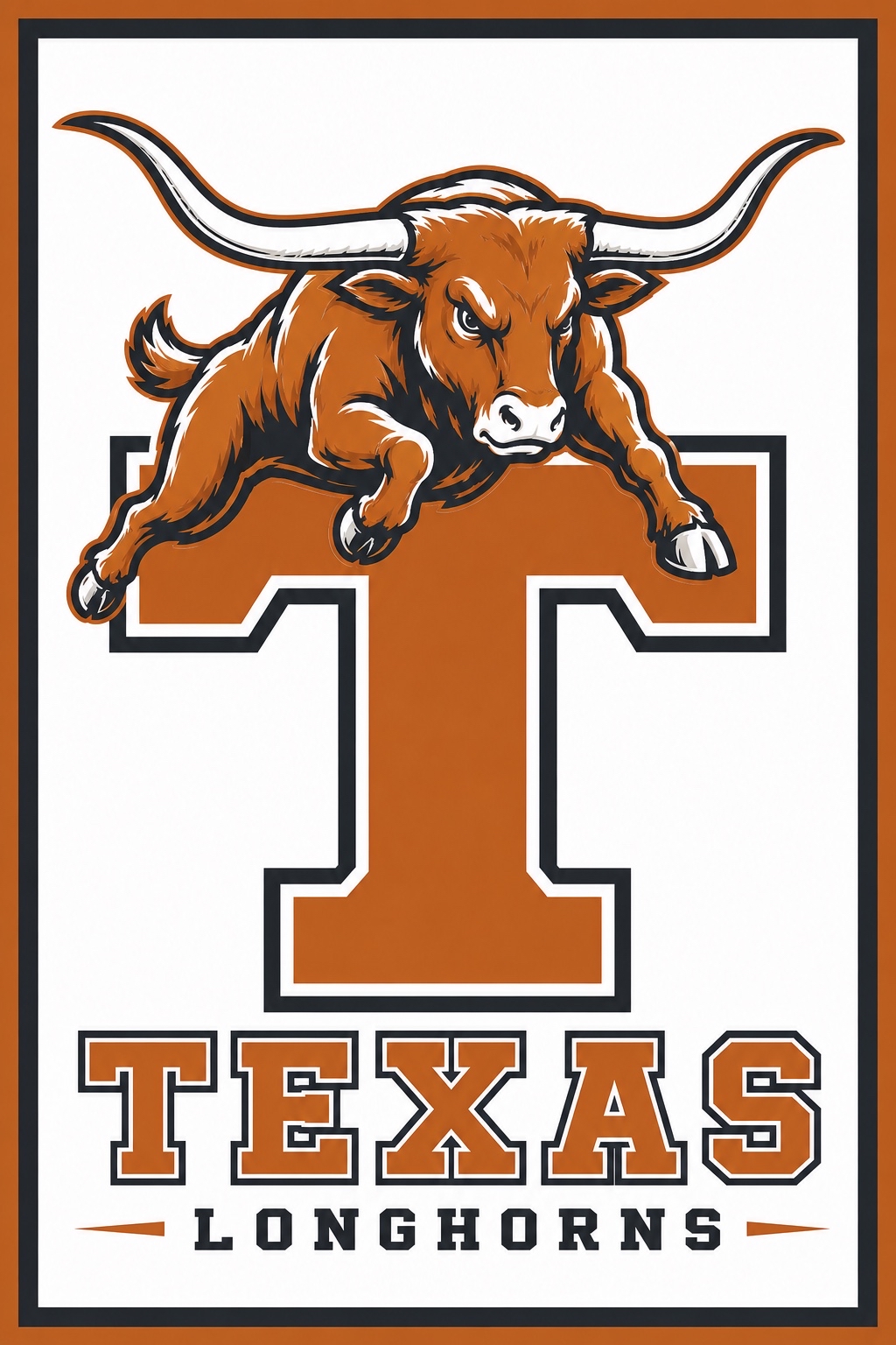 Texas Longhorns Bull and Block T Wall Art