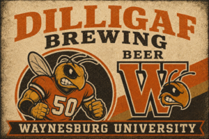 Waynesburg University Bee Mascot Distressed Wall Art