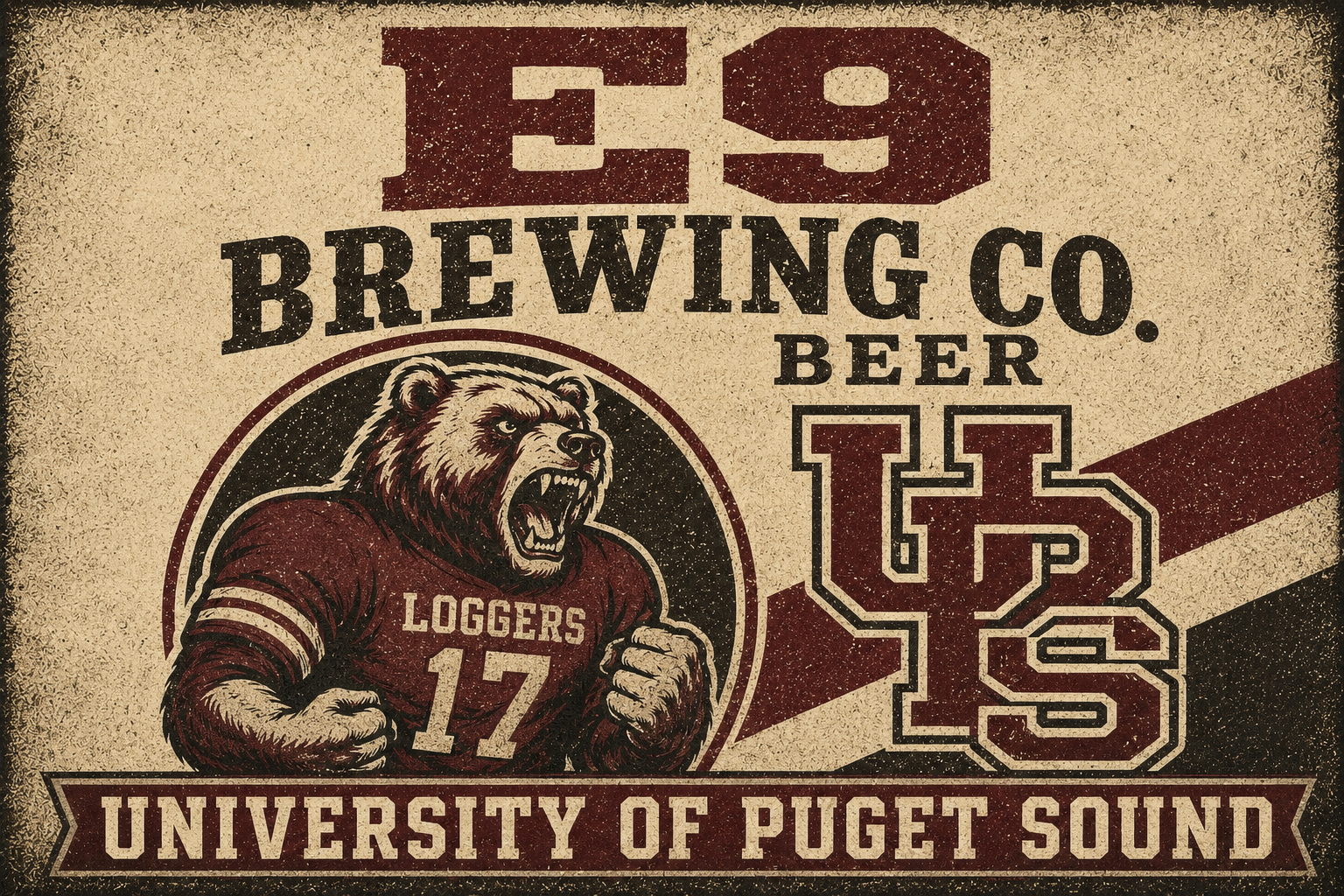 Distressed Puget Sound Loggers 17 Bear Brewing Co. Wall Art