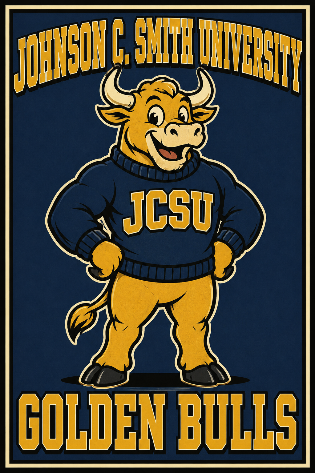 Johnson C. Smith University Golden Bulls Mascot Wall Art