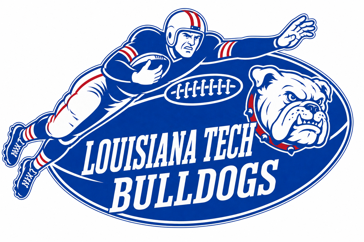 Louisiana Tech Bulldogs Football Player and Bulldog Graphic
